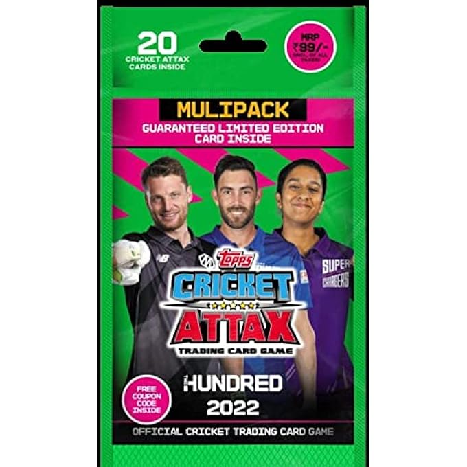 INDIA CRICKET ATTAX THE HUNDRED 2022 EDITION, TRADING CARD GAME , MULTI PACK OF 20 CARDS